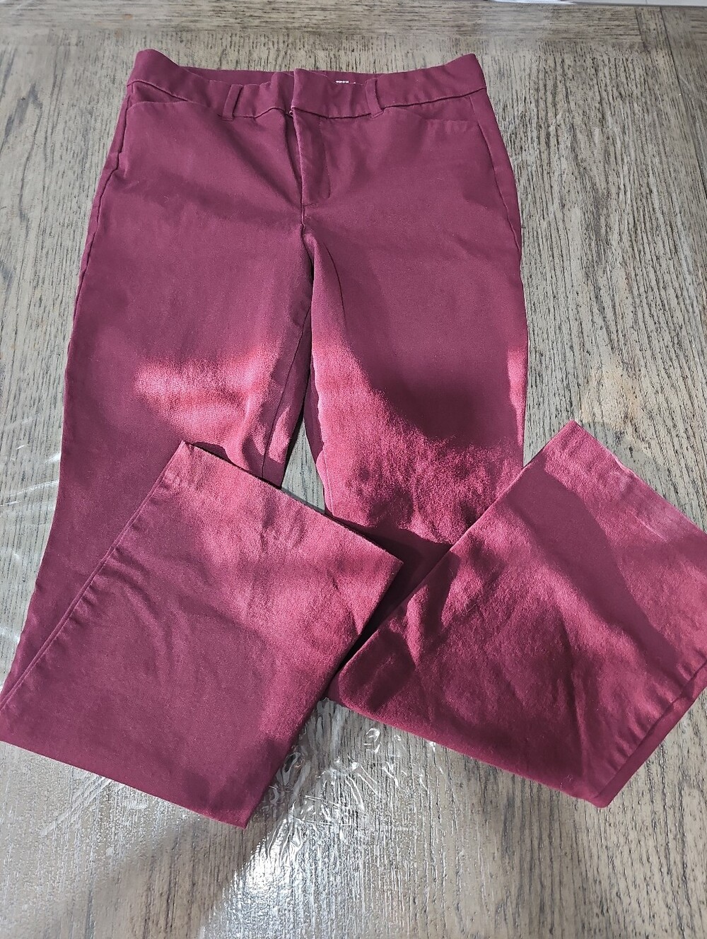 Old Navy Womens Burgundy Pixie Flare High-Rise Stretch Trouser Size 10